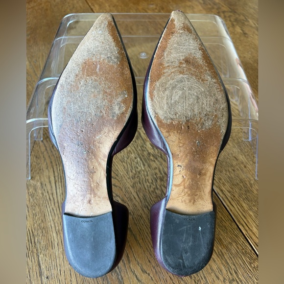 Coach D’Orsay Wine Color Leather Flats Size 8 - Picture 9 of 14